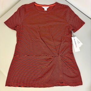 Liz Claiborne Blouse/T-Shirt 'Red/Black Thin Stripes' - Size Women's Medium